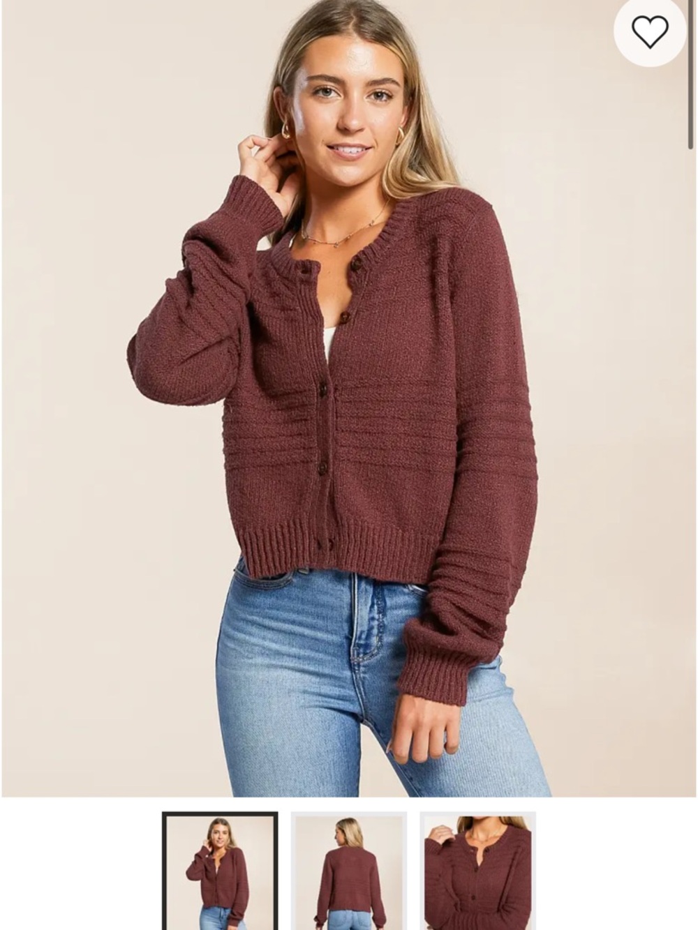 Z Supply Burgundy Button-Up Ribbed Knit Cardigan